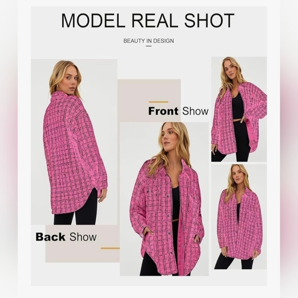 Long Sleeve Button Down Shacket #1050 NWOT - Picture 9 of 13